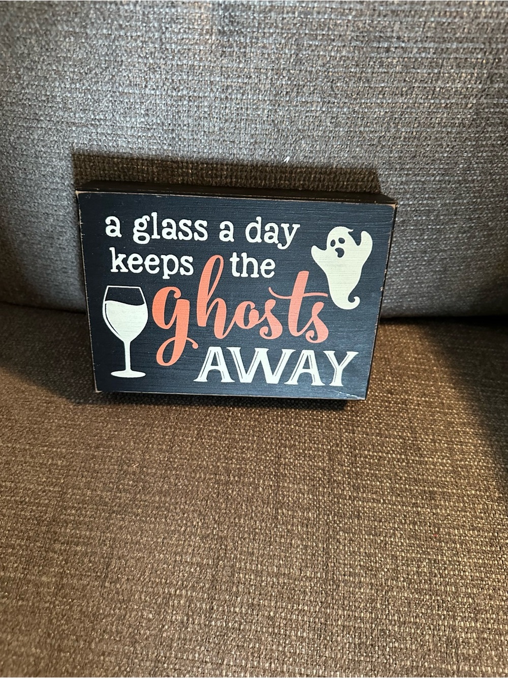 Halloween Wine Ghost Decorative Sign - Black and Coral